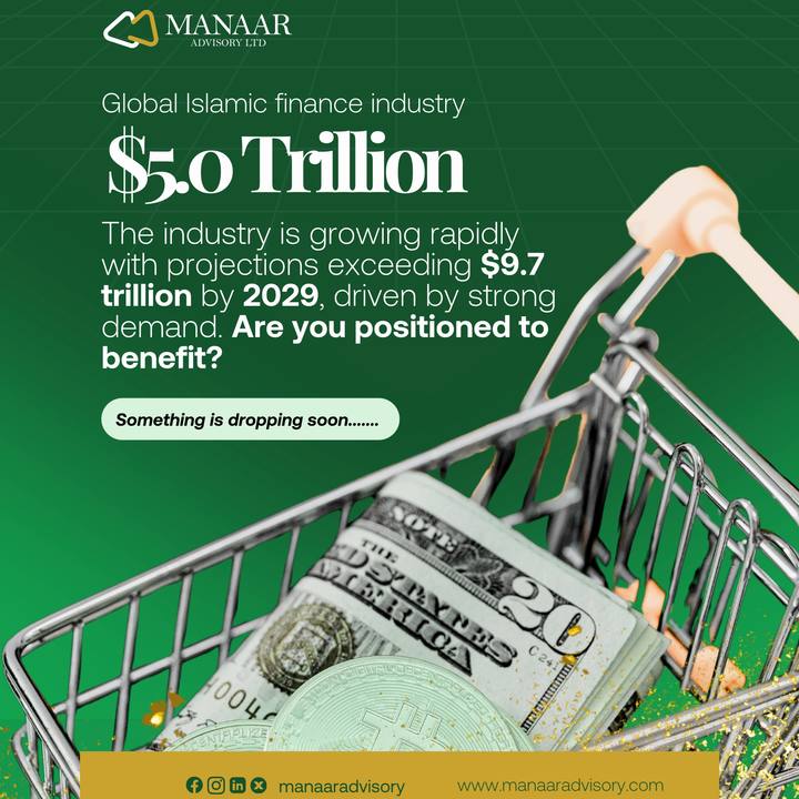 Manaar Advisory social post — global Islamic finance industry worth 5 trillion dollars