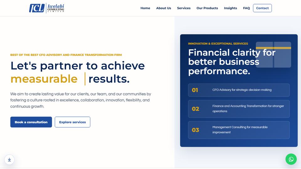 Iwelabi Consulting website homepage