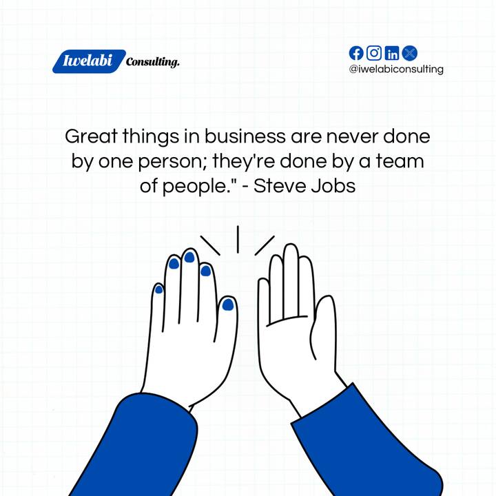 Iwelabi Consulting brand post with a Steve Jobs teamwork quote