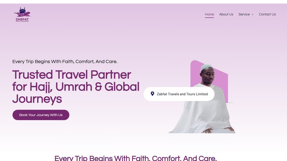 Zabfat Travel and Tour website homepage